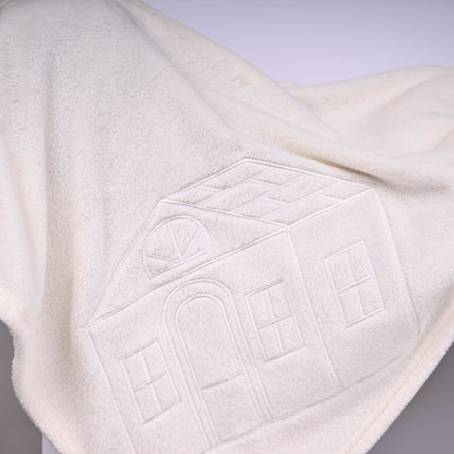 Cream Corner House Fleece Blanket